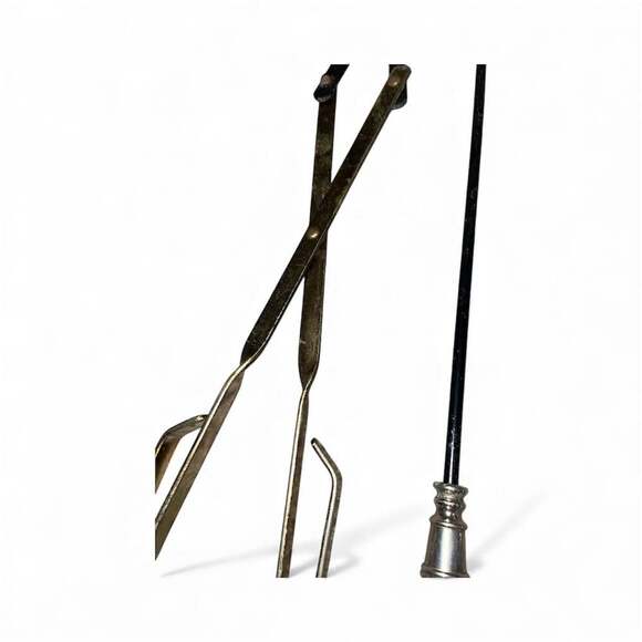 Late 20th Century 4-Piece Brass and Iron Fireplace Tool Set - Picture 5 of 13